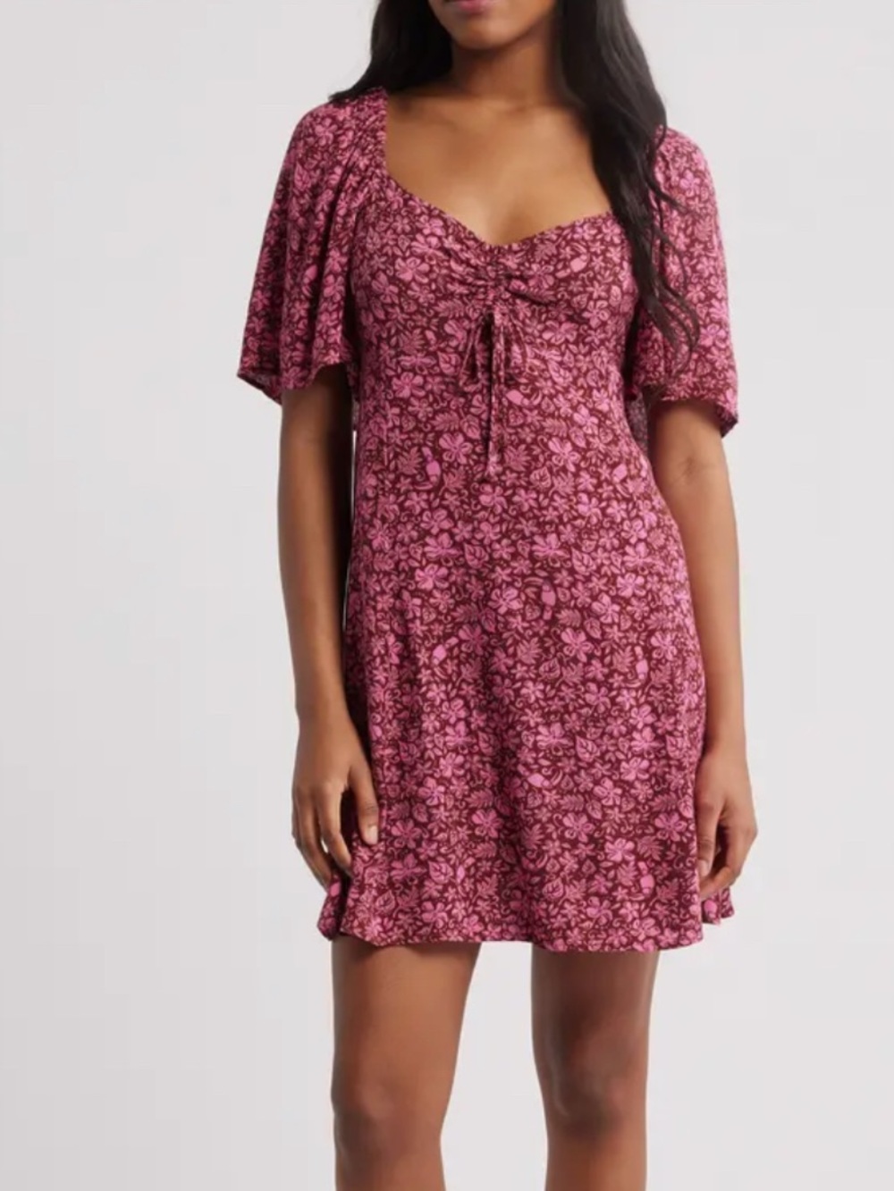 Rip Curl Pink Floral Tie-Front Sundress